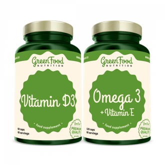 Sicht - GreenFood Nutrition Omega 3 + Vitamin E 120cps + Vitamin D3 60cps. Sicht - GreenFood Nutrition Omega 3 + Vitamin E 120cps + Vitamin D3 60cps.